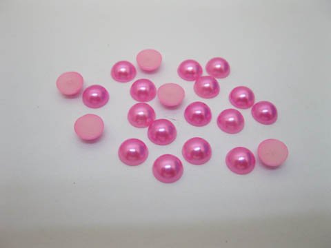 2500Pcs 8mm Fuschia Semi-Circle Simulated Pearl Bead Flatback - Click Image to Close