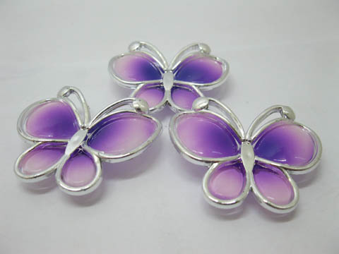 20Pcs Purple Butterfly Hairclip Jewelry Finding Beads - Click Image to Close