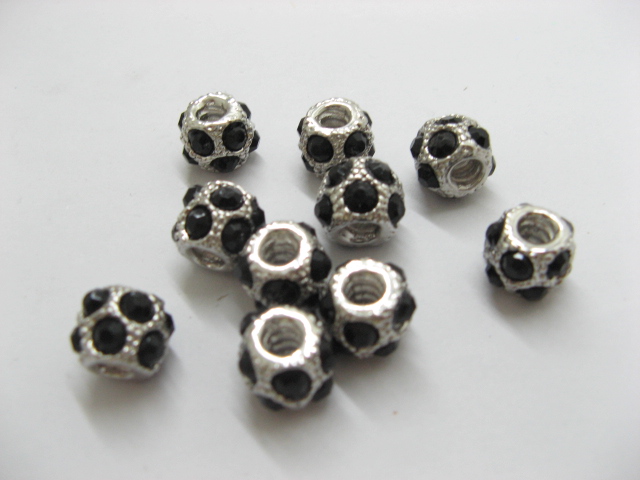10X Alloy Thread European Beads with Rhinestone pa-m55 - Click Image to Close