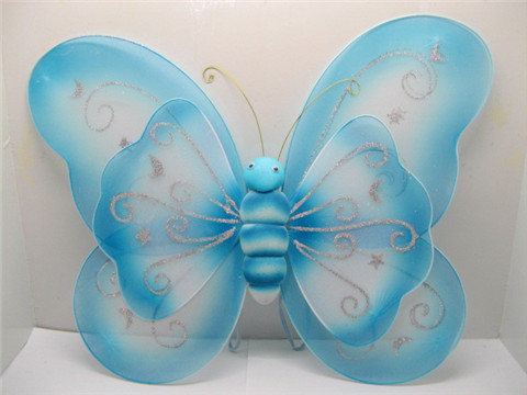 10X Blue Glitter Butterfly Fairy Wings Dress-up - Click Image to Close