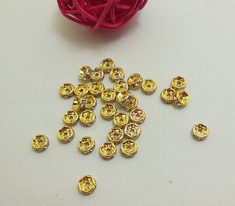 100Pcs 5mm Golden Flower Rhinestone Rondelle Spacers Beads 100Pcs 5mm Golden Flower Rhinestone Rondelle Spacers Beads