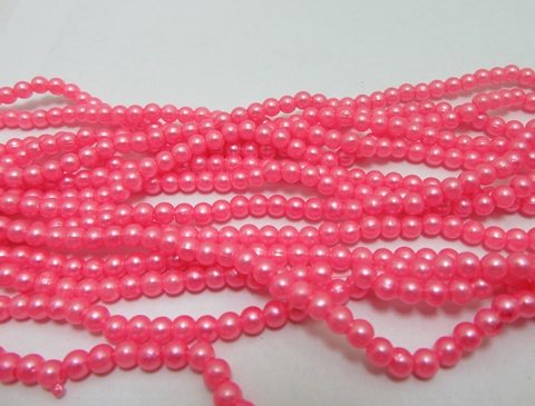 18000 Hot Pink 4mm Round Simulate Pearl Beads - Click Image to Close