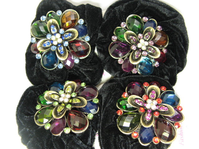12pcs Chic Designer Hair Clips,Rhinestone Floral Clips - Click Image to Close