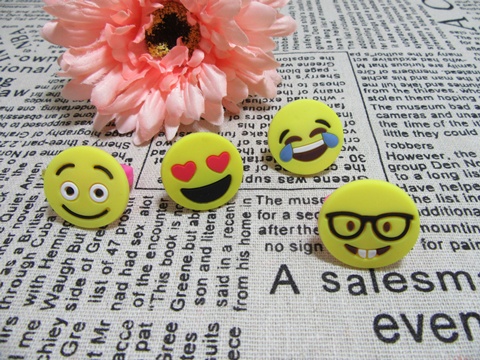 50 Fancy Dress Rubber smile face emoji Rings Assorted - Click Image to Close