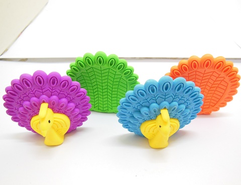 27Pcs New Detachable Novelty Erasers Peacock Shaped Mixed - Click Image to Close