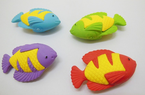 36Pcs New Funny Colorful Detachable Cartoon Fish Design Erasers - Click Image to Close